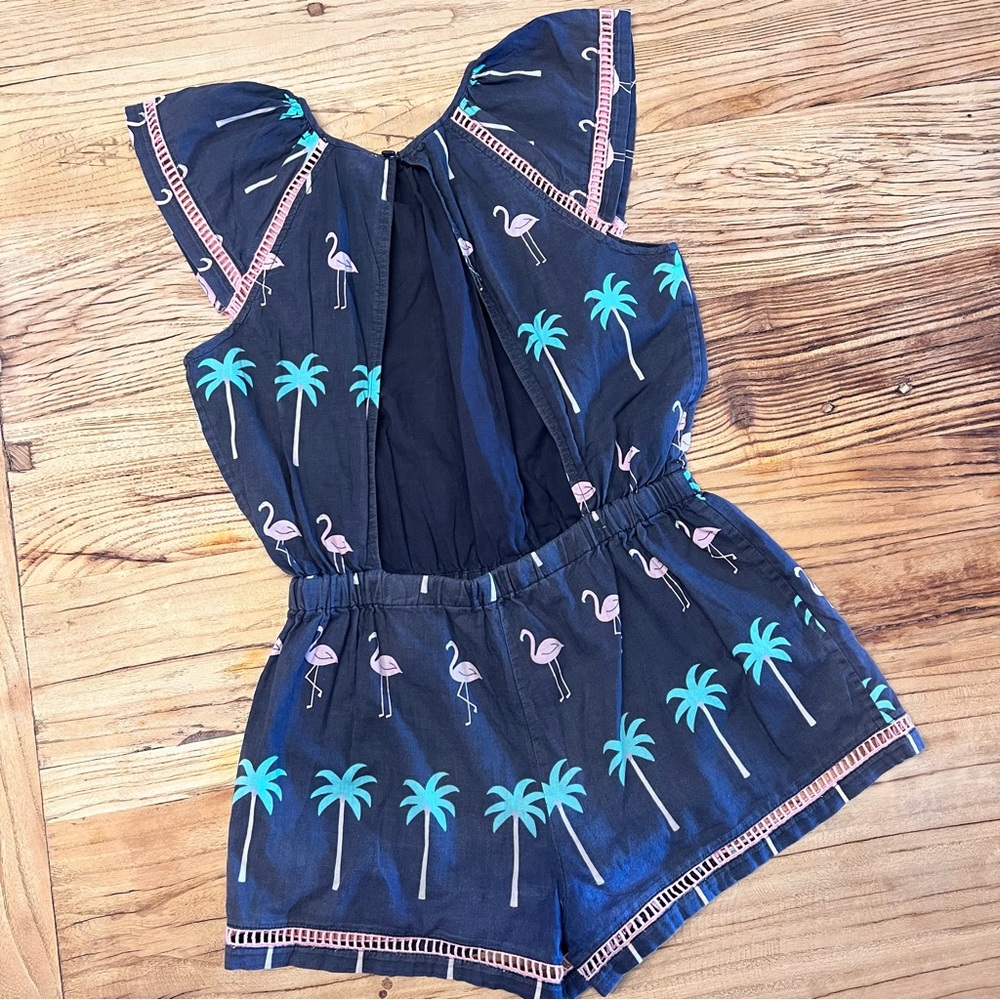 Country Road Girls Size 8 Playsuit - Grey with Flamingos & Palm Trees - Picture 4 of 7